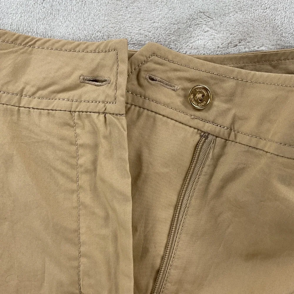 Michael Kors Womens Pleated Cotton Shorts Khaki Tan High Rise Size 4 NEW